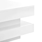 High Gloss Minimalist Design 2-Tier Square Coffee Table with Plug-in 16-color LED Lights Center Table for Living Room