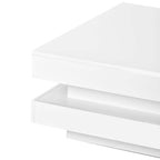 High Gloss Minimalist Design 2-Tier Square Coffee Table with Plug-in 16-color LED Lights Center Table for Living Room