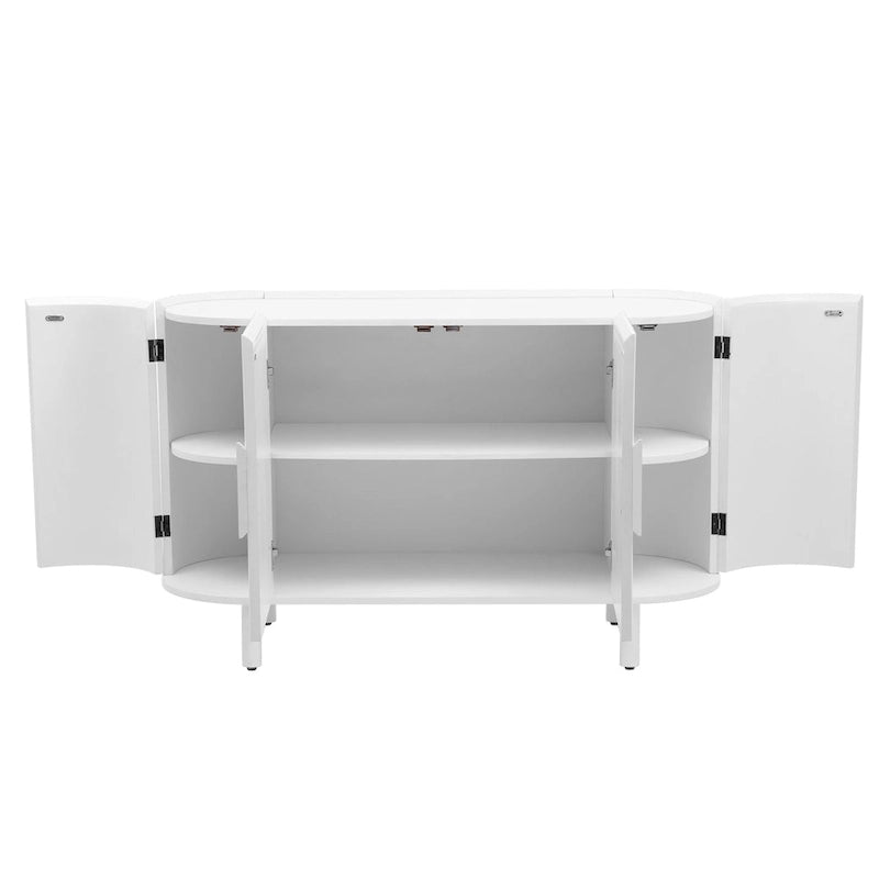 White Curved Sideboard with Adjustable Shelves