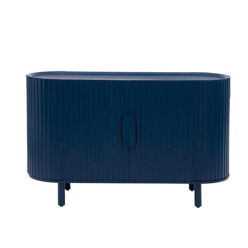 White Curved Sideboard with Adjustable Shelves