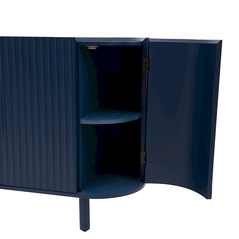 White Curved Sideboard with Adjustable Shelves