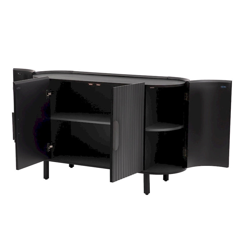 White Curved Sideboard with Adjustable Shelves