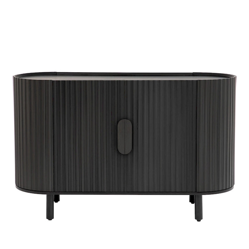 White Curved Sideboard with Adjustable Shelves