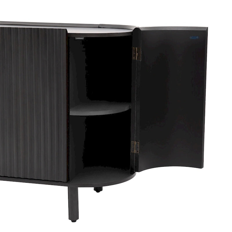 White Curved Sideboard with Adjustable Shelves