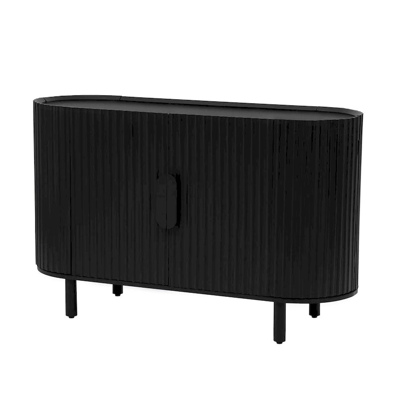 White Curved Sideboard with Adjustable Shelves