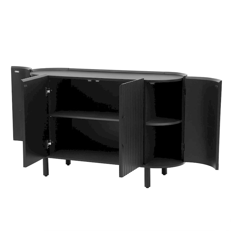 White Curved Sideboard with Adjustable Shelves