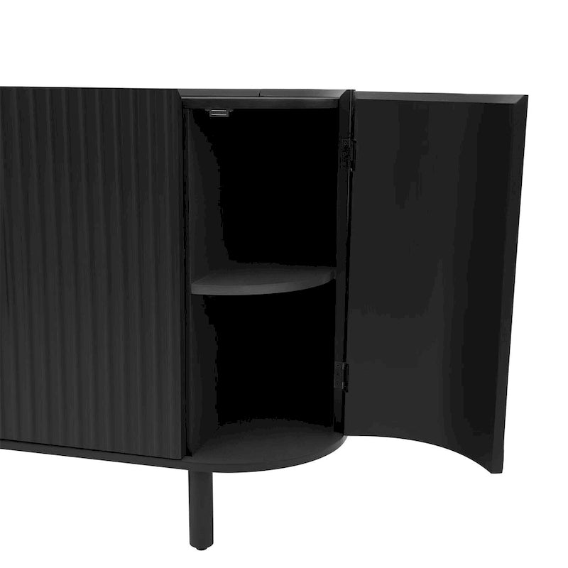 White Curved Sideboard with Adjustable Shelves
