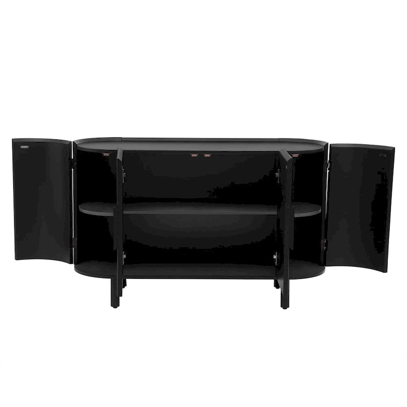White Curved Sideboard with Adjustable Shelves