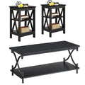 Javlergo Modern 3 Piece Coffee Table Set for Living Room Include Wood Coffee Table and End Table Set of 2