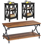 Javlergo Modern 3 Piece Coffee Table Set for Living Room Include Wood Coffee Table and End Table Set of 2