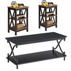 Javlergo Modern 3 Piece Coffee Table Set for Living Room Include Wood Coffee Table and End Table Set of 2