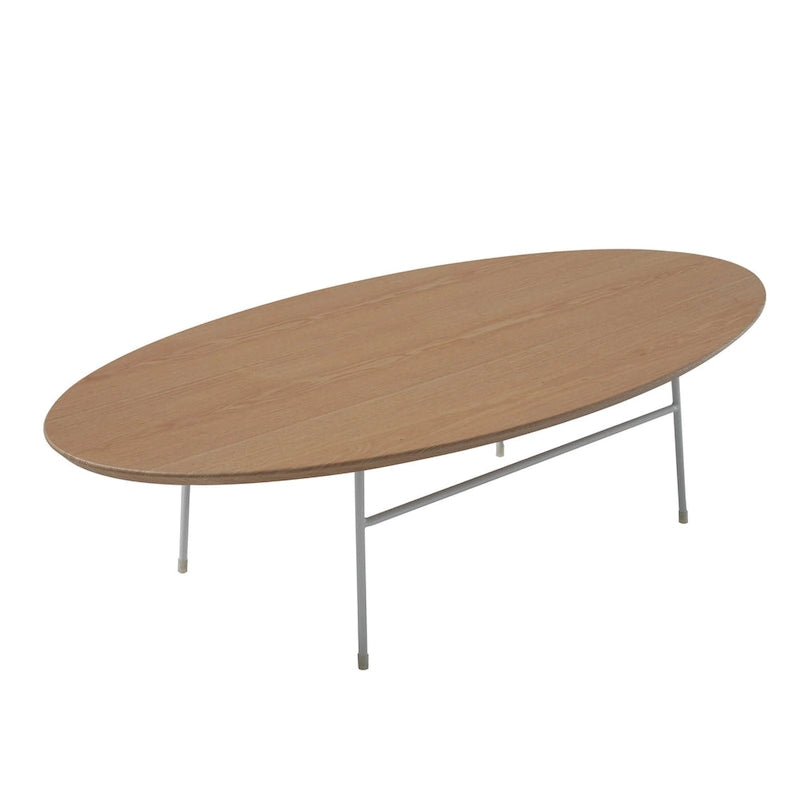 Rossmore Modern Oval Accent Coffee Table with White Powder Coated Steel Frame for Home Office Living Room Bedroom