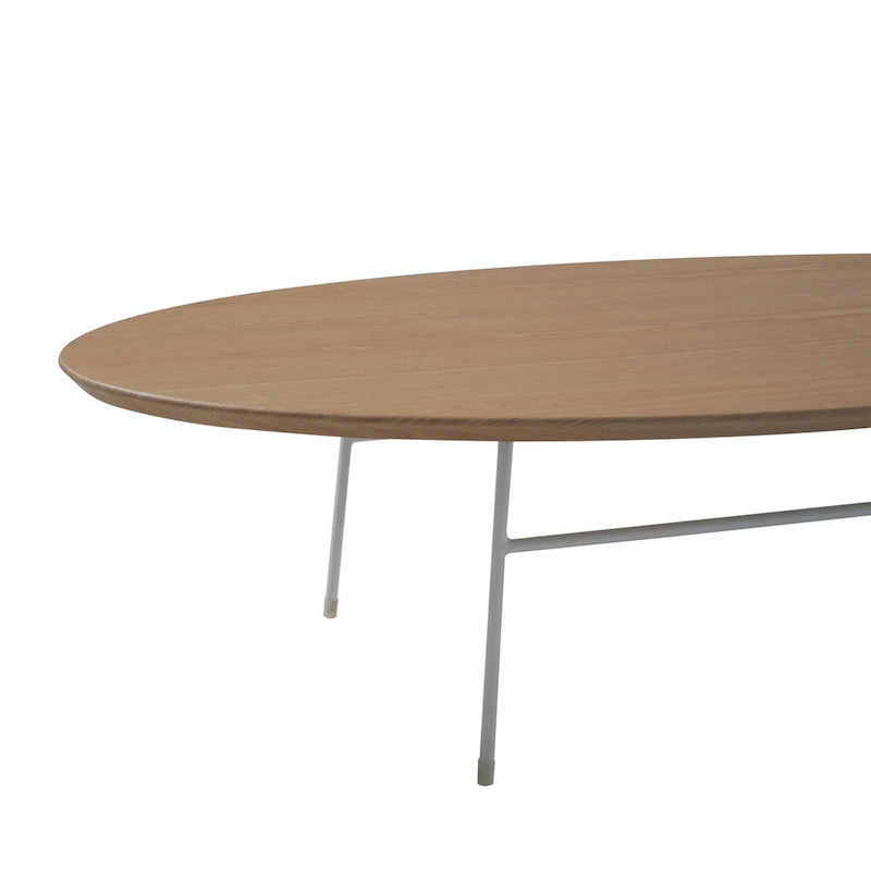 Rossmore Modern Oval Accent Coffee Table with White Powder Coated Steel Frame for Home Office Living Room Bedroom