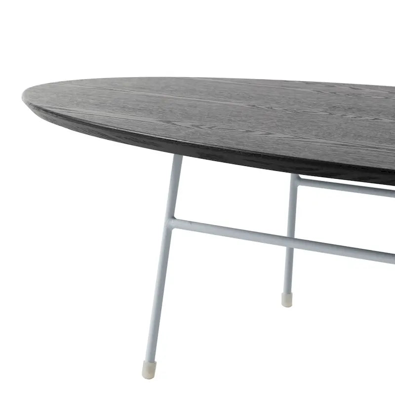 Rossmore Modern Oval Accent Coffee Table with White Powder Coated Steel Frame for Home Office Living Room Bedroom
