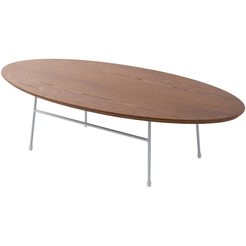 Rossmore Modern Oval Accent Coffee Table with White Powder Coated Steel Frame for Home Office Living Room Bedroom