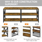 Yaheetech Vintage Wood 3-Tier Console Table TV Stand for TV up to 70