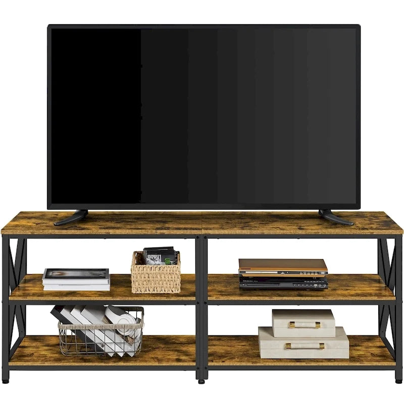 Yaheetech Vintage Wood 3-Tier Console Table TV Stand for TV up to 70
