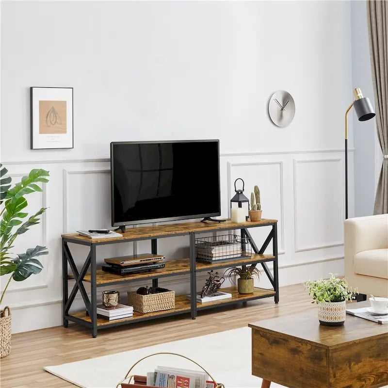 Yaheetech Vintage Wood 3-Tier Console Table TV Stand for TV up to 70