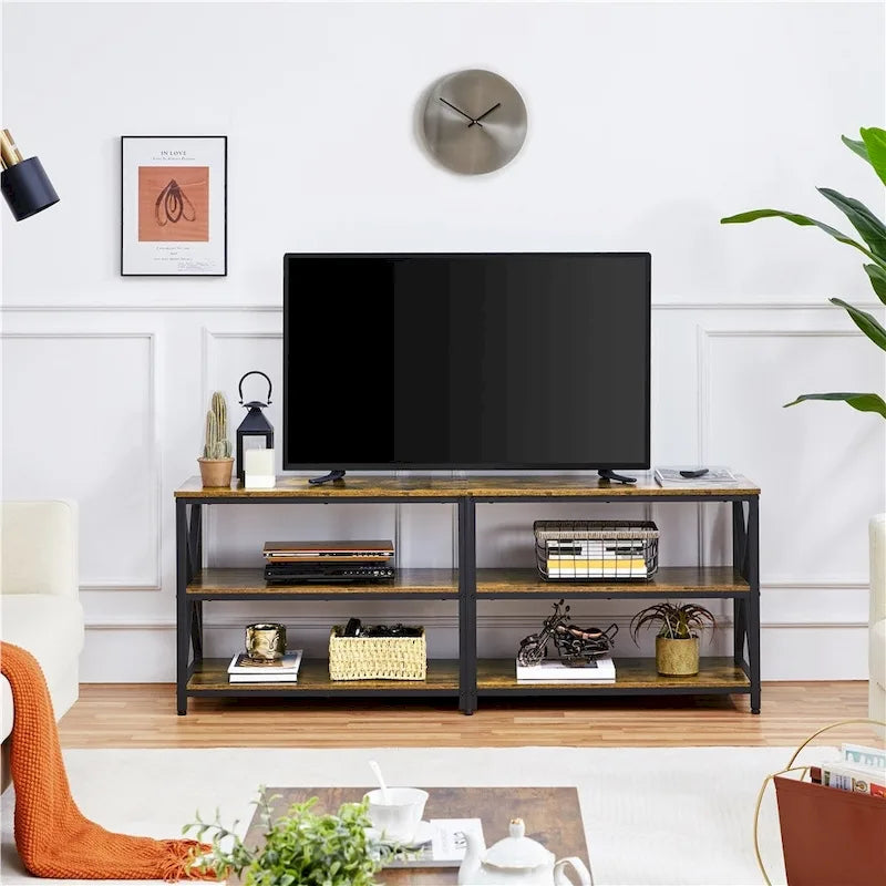 Yaheetech Vintage Wood 3-Tier Console Table TV Stand for TV up to 70