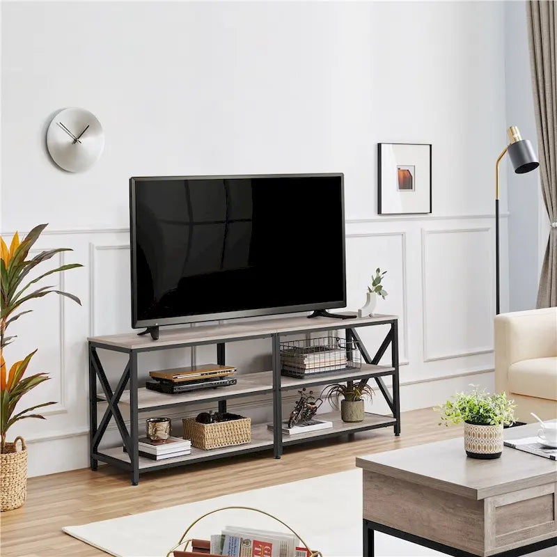 Yaheetech Vintage Wood 3-Tier Console Table TV Stand for TV up to 70