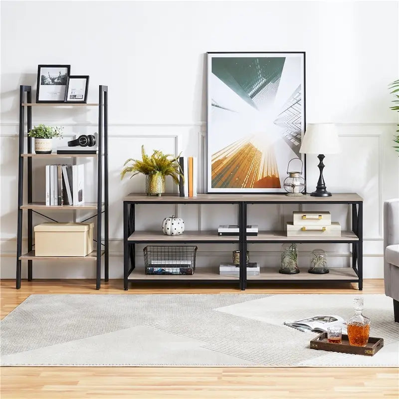 Yaheetech Vintage Wood 3-Tier Console Table TV Stand for TV up to 70