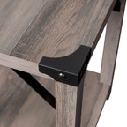 2-Tier Side Table with Metal Side Braces and Corner Caps