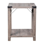 2-Tier Side Table with Metal Side Braces and Corner Caps