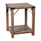 2-Tier Side Table with Metal Side Braces and Corner Caps