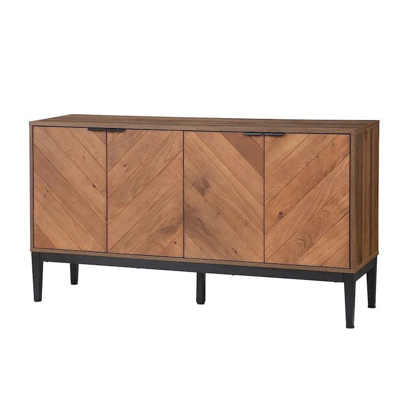 Senin Modern Herringbone TV Stand with Adjustable Shelves by HULALA HOME - 55 inches