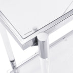 Grondin Modern Contemporary 2-Tier Console Table with Tempered Glass Top, Bottom Shelf, Steel and Acrylic Frame