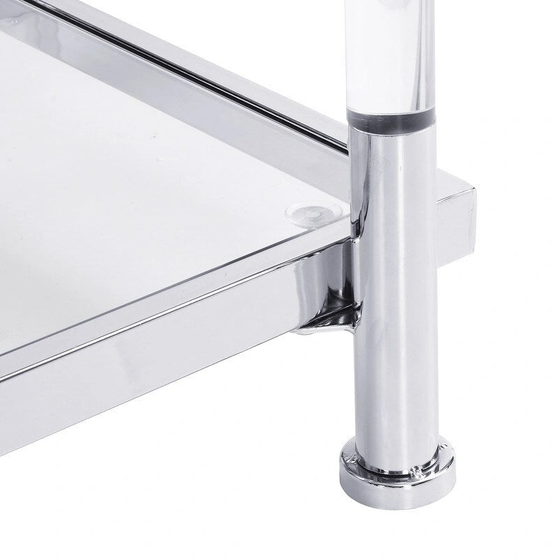 Grondin Modern Contemporary 2-Tier Console Table with Tempered Glass Top, Bottom Shelf, Steel and Acrylic Frame
