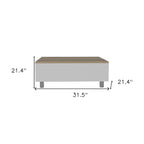 32 White And Light Oak Manufactured Wood Rectangular Lift Top Coffee Table With Drawer And Shelf - 21.4 H x 31.5 W x 21.4 D