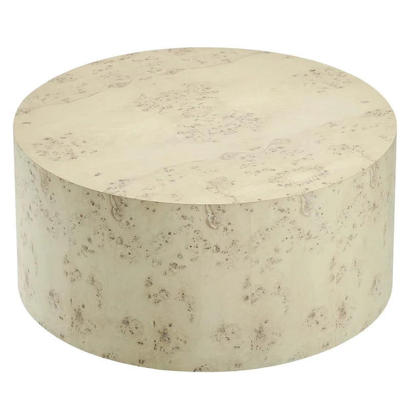 Mid-Century Burl Wood Round Coffee Table