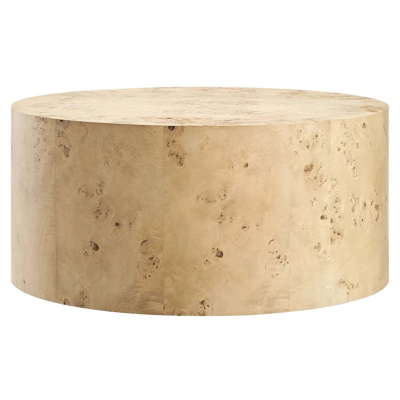 Mid-Century Burl Wood Round Coffee Table