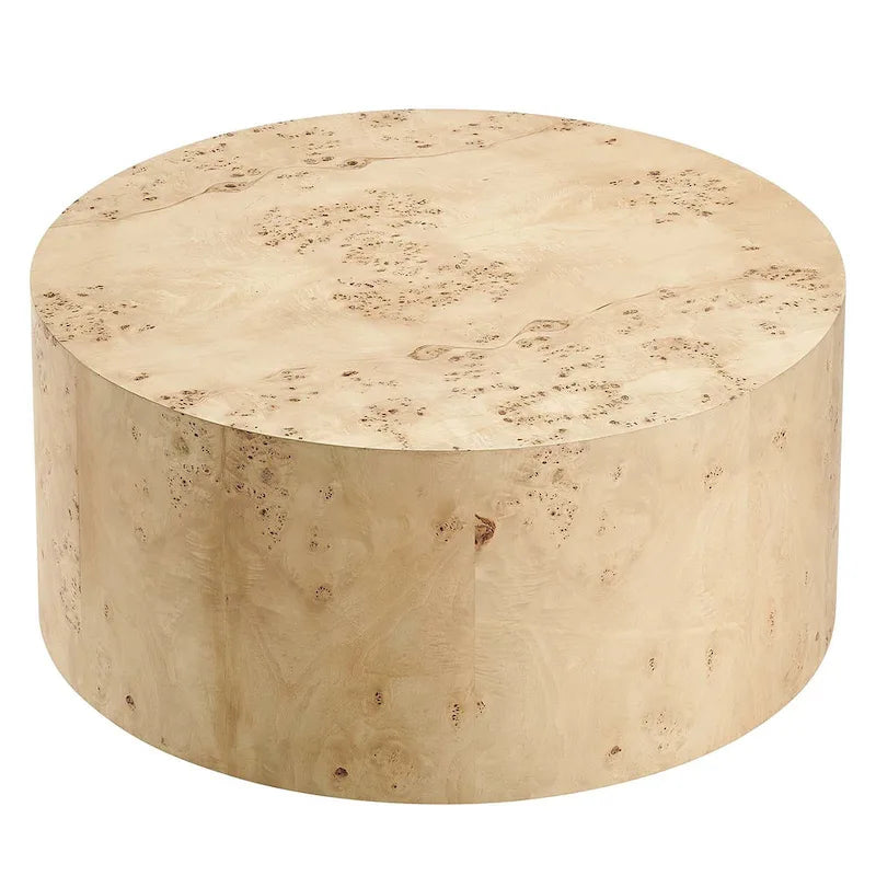 Mid-Century Burl Wood Round Coffee Table