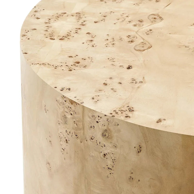 Mid-Century Burl Wood Round Coffee Table