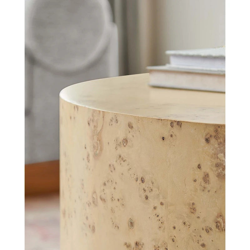 Mid-Century Burl Wood Round Coffee Table