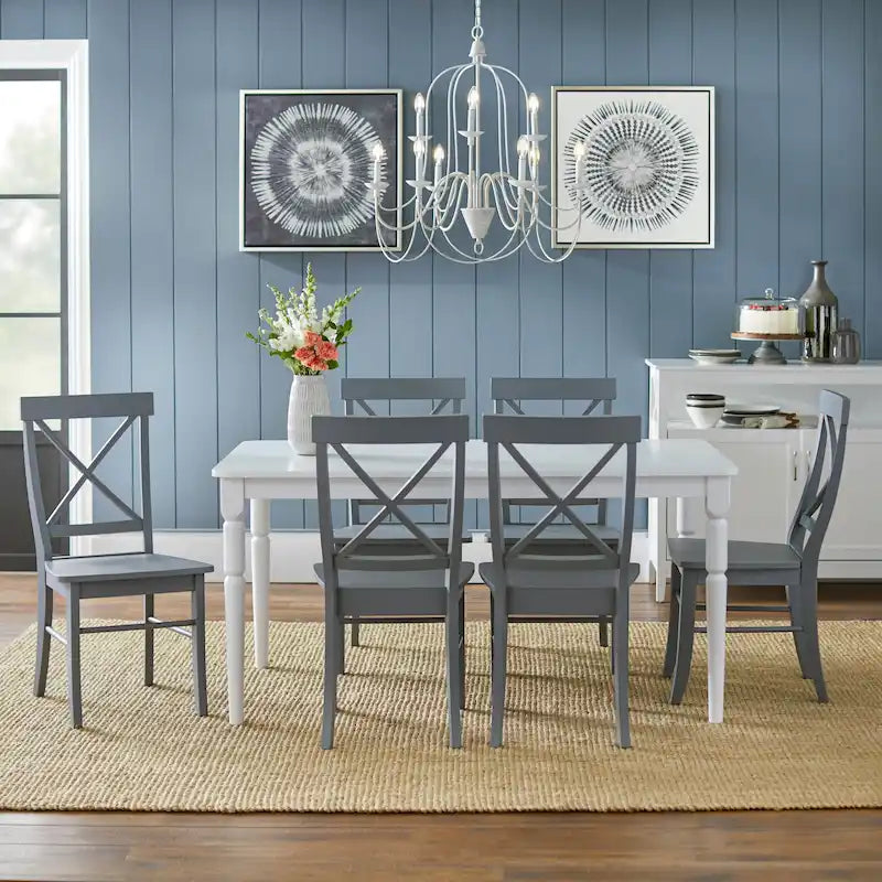 Set da pranzo con schienale a croce Albury a 7 pezzi Simple Living