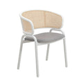 Ervilla Modern Stylish Side Chair with Rattan Back and White Steel Legs for Dining Room & Kitchen