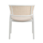 Ervilla Modern Stylish Side Chair with Rattan Back and White Steel Legs for Dining Room & Kitchen