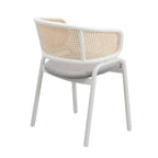 Ervilla Modern Stylish Side Chair with Rattan Back and White Steel Legs for Dining Room & Kitchen
