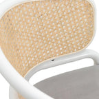 Ervilla Modern Stylish Side Chair with Rattan Back and White Steel Legs for Dining Room & Kitchen