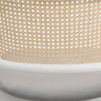 Ervilla Modern Stylish Side Chair with Rattan Back and White Steel Legs for Dining Room & Kitchen