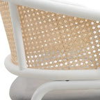 Ervilla Modern Stylish Side Chair with Rattan Back and White Steel Legs for Dining Room & Kitchen