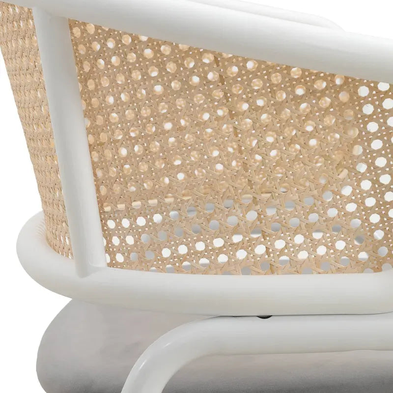 Ervilla Modern Stylish Side Chair with Rattan Back and White Steel Legs for Dining Room & Kitchen