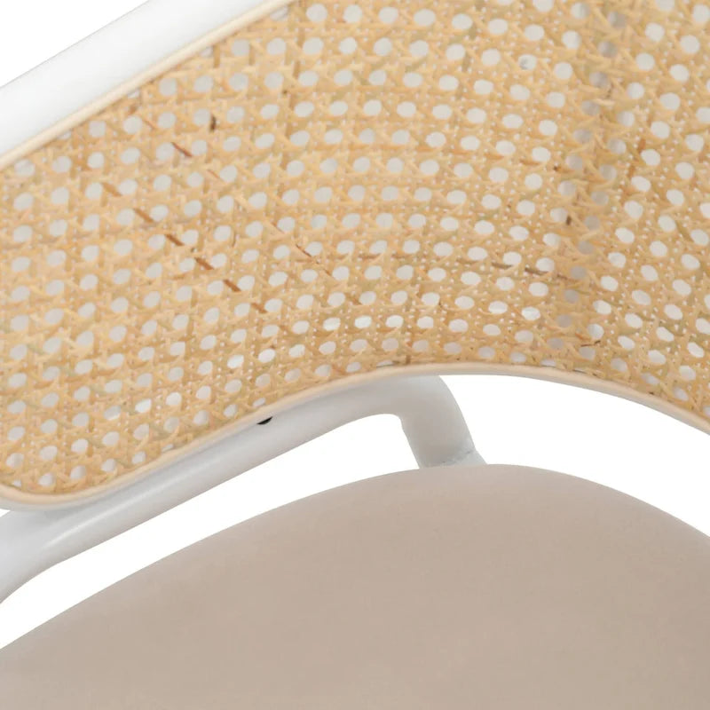 Ervilla Modern Stylish Side Chair with Rattan Back and White Steel Legs for Dining Room & Kitchen