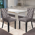 Velvet Dining Chairs Set of 2, Upholstered High-end Tufted Dining Room Chair with Nailhead Back Ring Pull Trim Solid Wood Legs