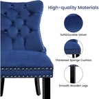Velvet Dining Chairs Set of 2, Upholstered High-end Tufted Dining Room Chair with Nailhead Back Ring Pull Trim Solid Wood Legs