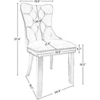 Velvet Dining Chairs Set of 2, Upholstered High-end Tufted Dining Room Chair with Nailhead Back Ring Pull Trim Solid Wood Legs