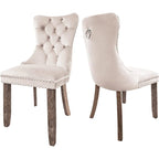 Velvet Dining Chairs Set of 2, Upholstered High-end Tufted Dining Room Chair with Nailhead Back Ring Pull Trim Solid Wood Legs